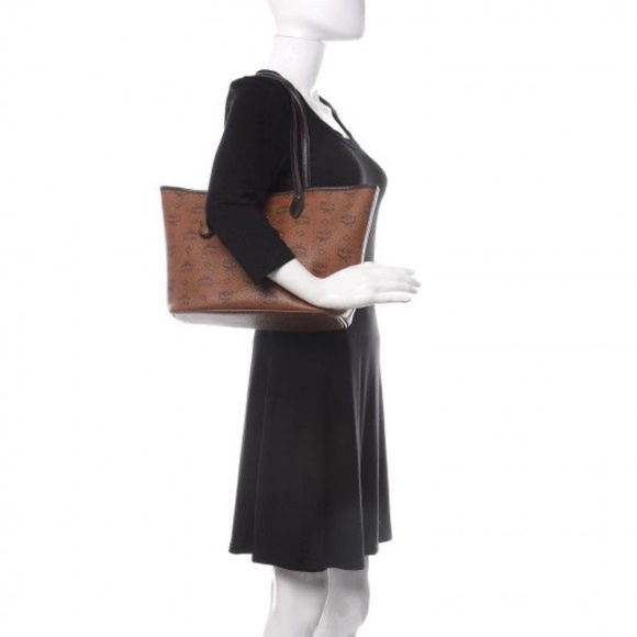 Authentic MCM  Visetos Dog Bone Shopper Tote Brown - Picture 3 of 15